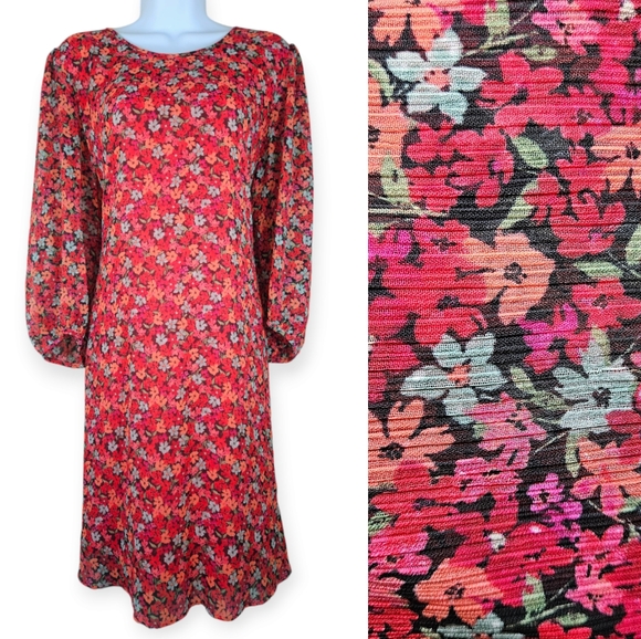 Calvin Klein Dresses & Skirts - NWOT Calvin Klein red orange pink floral A-line shift dress Womens 14